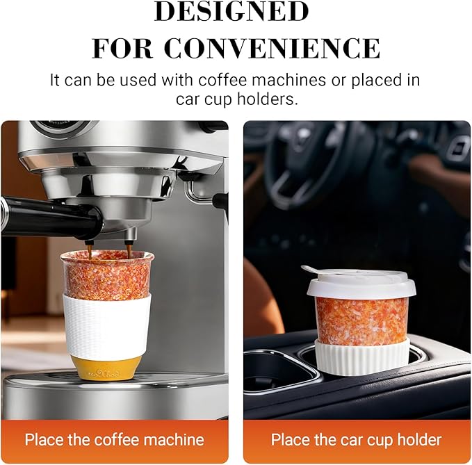 13oz Ceramic Travel Coffee Mug Set, 2pcs Stylish Ceramic Coffee Mug With Lid, Portable Coffee Cup For Hot Or Cold Drinks Microwave Dishwash Safe, for Mother's Day Birthday Gift