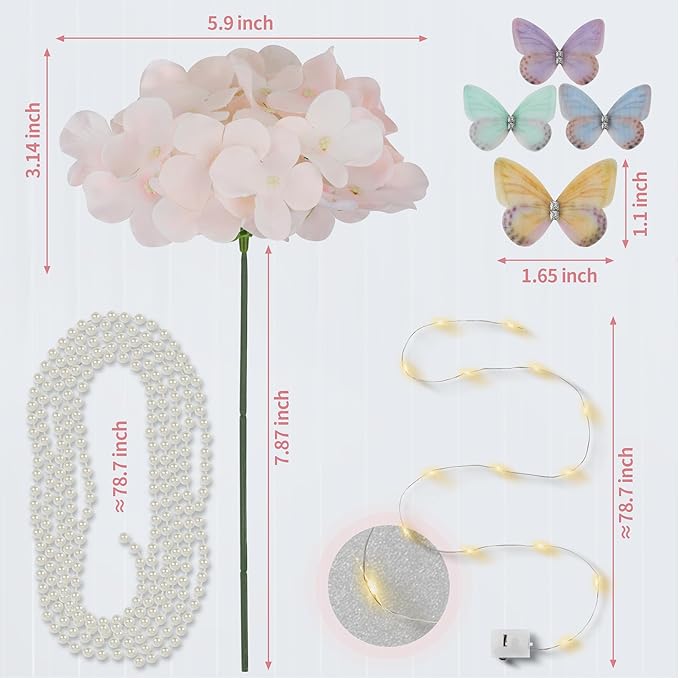 Artificial Hydrangea Flowers Bulk 64PCS Silk Hydrangea Heads with Stems for Wedding Centerpieces, Party Decorations, Floral Arrangements, Home Decor