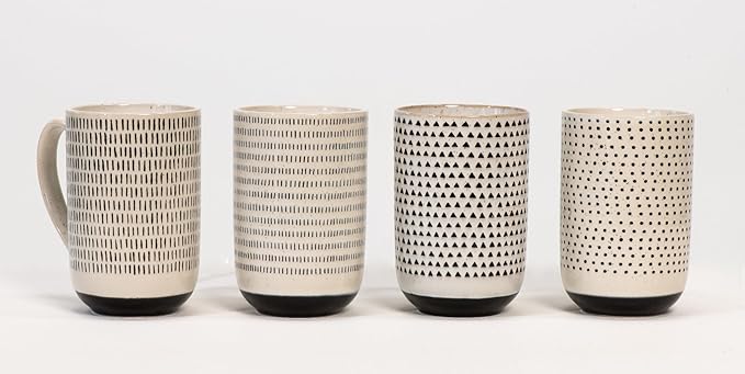House Beautiful Versatile Modern Stoneware Mug Set - 19.5 oz, Set of 4 (Metro Mornings)