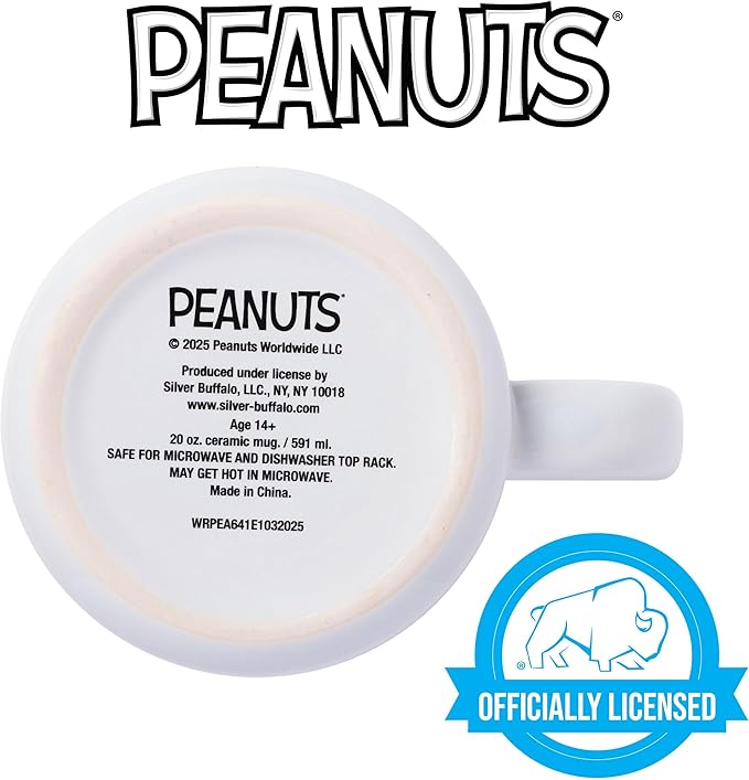 Silver Buffalo Peanuts “It’s the Great Pumpkin” Ceramic Camper Mug Featuring Snoopy and Linus, 20 Ounces