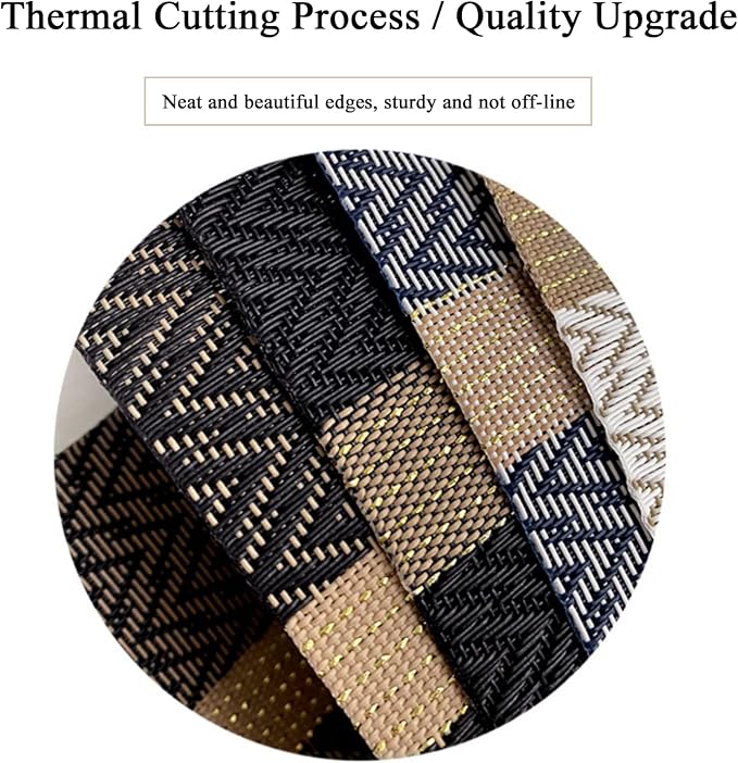 PIGCHCY Luxurious Placemats Set of 8, 18 x 12 inches Elegant Placemats Non-Slip Washable Durable Table Mats for Home/Dining Room Decoration (Black)