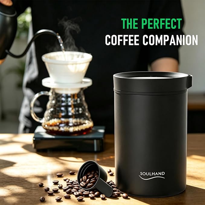Vacuum Coffee Canister, 1.6L Stainless Steel Airtight Coffee Storage | Electric Auto Vacuum Seal Lid with Touch Screen, Airtight Design for Coffee Beans,Grounds,Food Preservation,Black