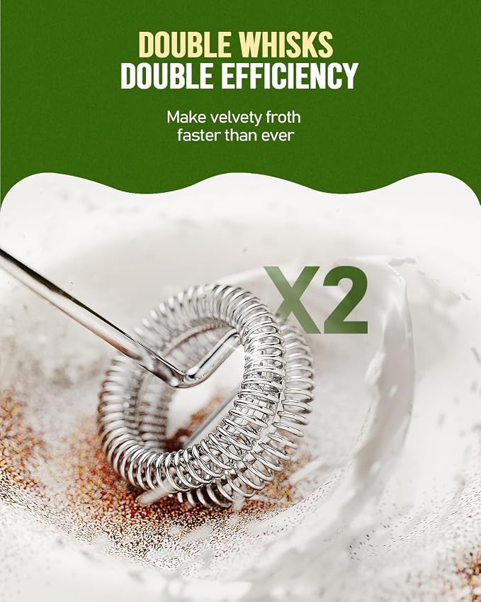 Rechargeable Milk Frother Handheld Electric Frother Wand Coffee Foam Maker with 2 Stainless Stee Whisks & 3 Speeds,Drink Mixer Handheld for for Latte, Cappuccino, Hot Chocolate, Matcha, Egg (Black)