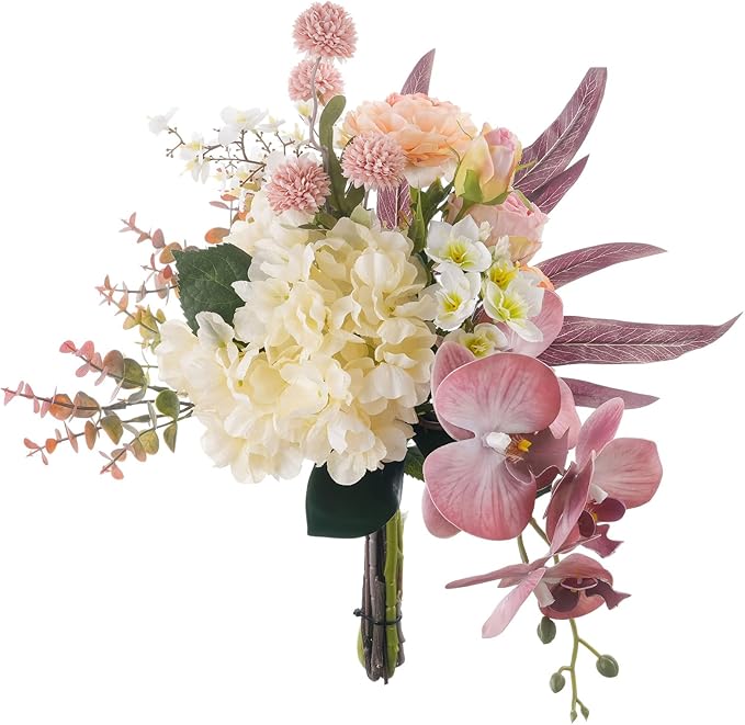 17-inch Artificial Fake Flowers Silk Flower Arrangements Faux Bouquets Composed of Hydrangea, phalaenopsis, Lotus, Double-Headed Roses, Dandelions, Jasmine, Small Fennel Branches.