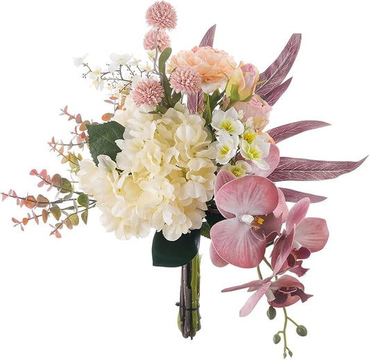 17-inch Artificial Fake Flowers Silk Flower Arrangements Faux Bouquets Composed of Hydrangea, phalaenopsis, Lotus, Double-Headed Roses, Dandelions, Jasmine, Small Fennel Branches.