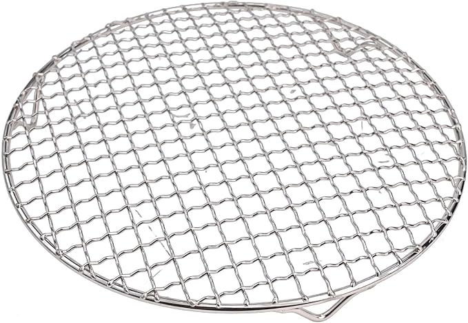 Round Cooling Rack 201 Stainless Steel Wire Baking Rack with 3 Legs for Baking, Grilling, Roasting, Drying, Steaming, for Compatible with Oven and Pan, Silver(26cm)