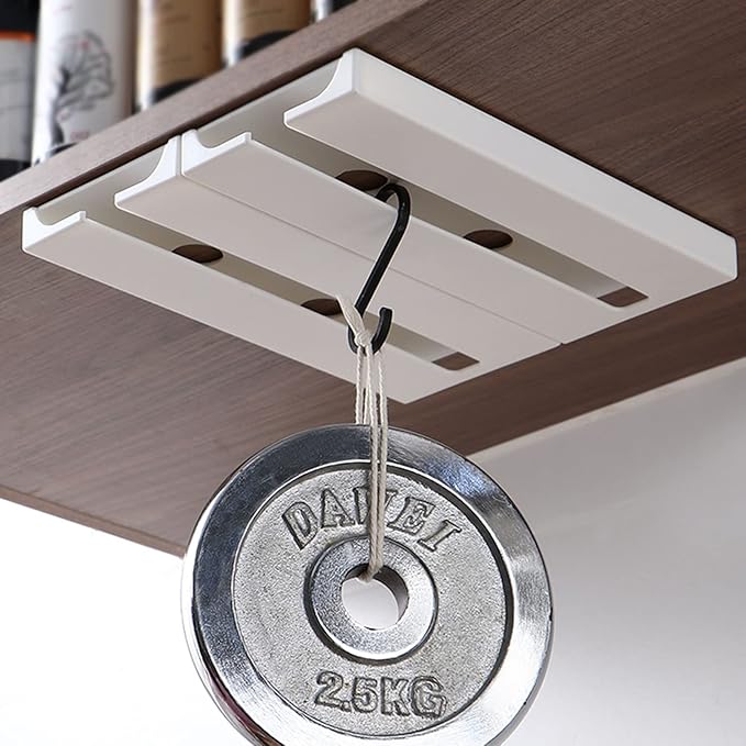 MBROS Set of 2 Punch-Free Wine Glass Rack, Under Cabinet Stemware Rack, Self Adhesive Hanging Wine Glasses Storage Hanger Organizer, for Cabinet Kitchen Bar Restaurant Black, White