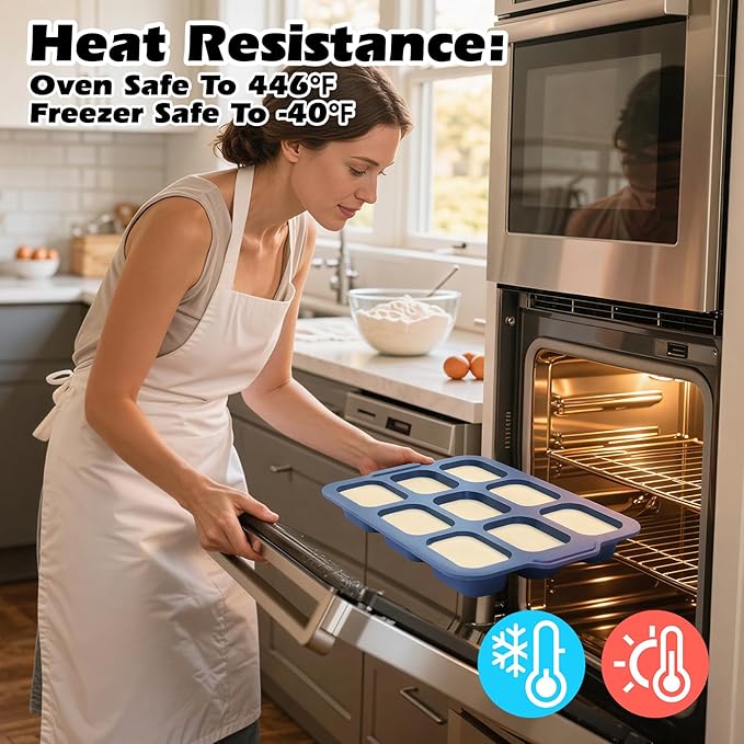 Silicone Mini Loaf Pans Baking: 9 Cavity Nonstick Mini Bread Loaf Pans with Metal Frame - Small Banana Bread Tins Tray for Baking Pumpkin Cornbread Meatloaf - for Oven Home Bakers Housewife (2 Pcs)