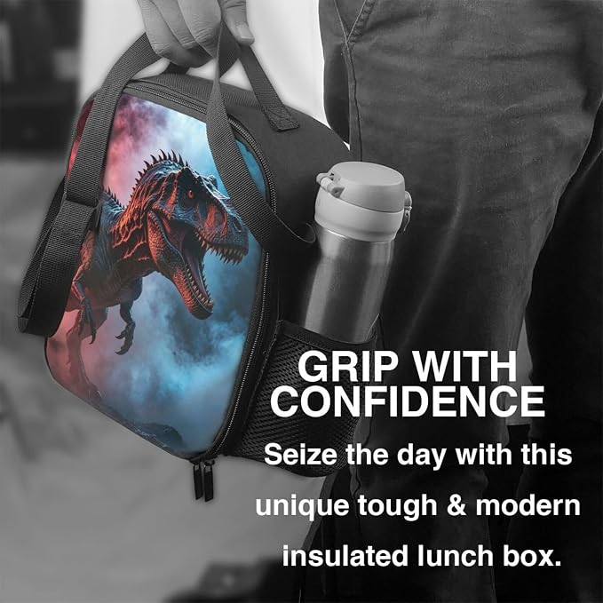 Dinosaur Lunch Bag for Women Men Insulated Lunch Box Reusable Adjustable Shoulder Strap for Office Work Picnic Travel Hiking Beach Fishing Camping Outdoors
