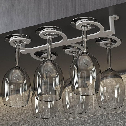 White Wine Glass Rack, Hanging Wine Cup Holder for Under Cabinet Kitchen Bar, Wine Storage Shelf, Wrought Iron Glass Goblet Stemware Racks (Size : 30x18cm)