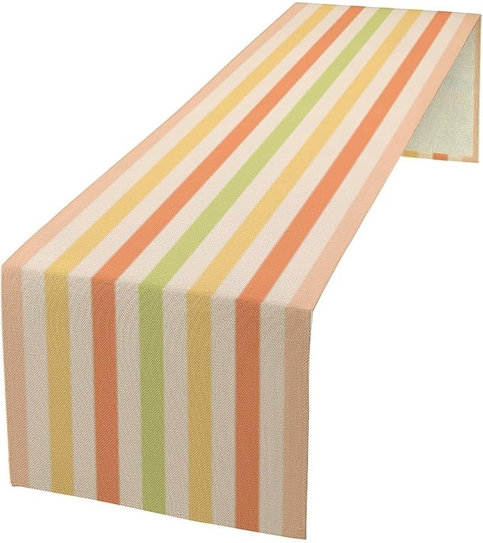 Striped Table Runner,Modern Minimalism Yellow Pink Green Table Runner for Home Kitchen Table Decor Dining Coffee Room Birthday Party Decor 13x72 Inch