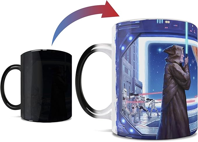 Morphing Mugs Star Wars – Obi Wan & Darth Vader – Obi Wan's Final Battle – Thomas Kinkade Studios - One 11 oz Color Changing Ceramic Mug – Image Revealed When HOT Liquid Is Added! MMUG1212