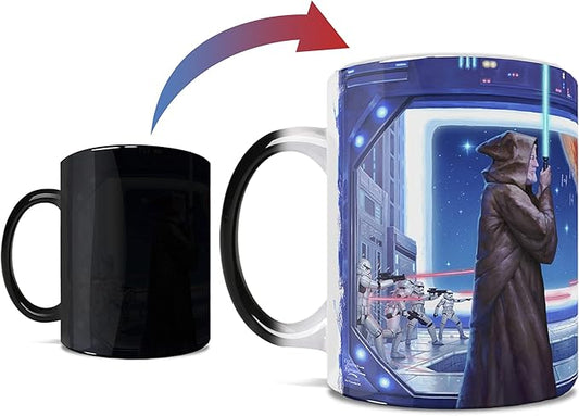 Morphing Mugs Star Wars – Obi Wan & Darth Vader – Obi Wan's Final Battle – Thomas Kinkade Studios - One 11 oz Color Changing Ceramic Mug – Image Revealed When HOT Liquid Is Added! MMUG1212