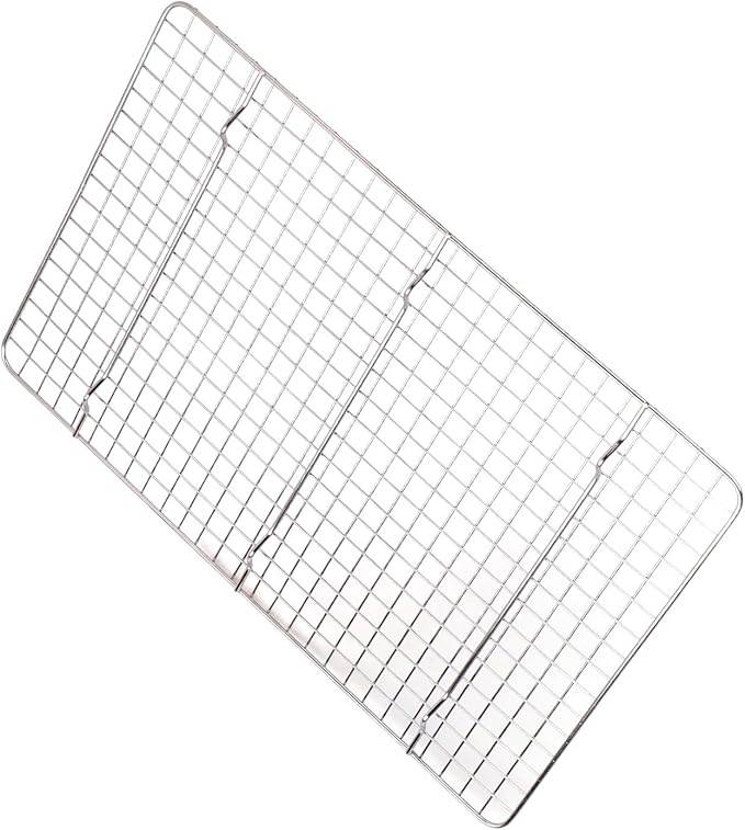 Checkered Cooling Rack 304 Stainless Steel Heavy Duty Baking Wire Rack with Grid Design for Home Bakery and Professional Kitchen Use 37.5cm x 25cm