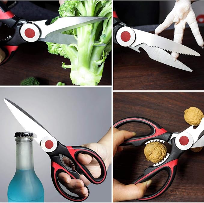 Stainless Steel Kitchen Shears with Soft Silicone Grip, Multi-Purpose Kitchen Scissors, Black