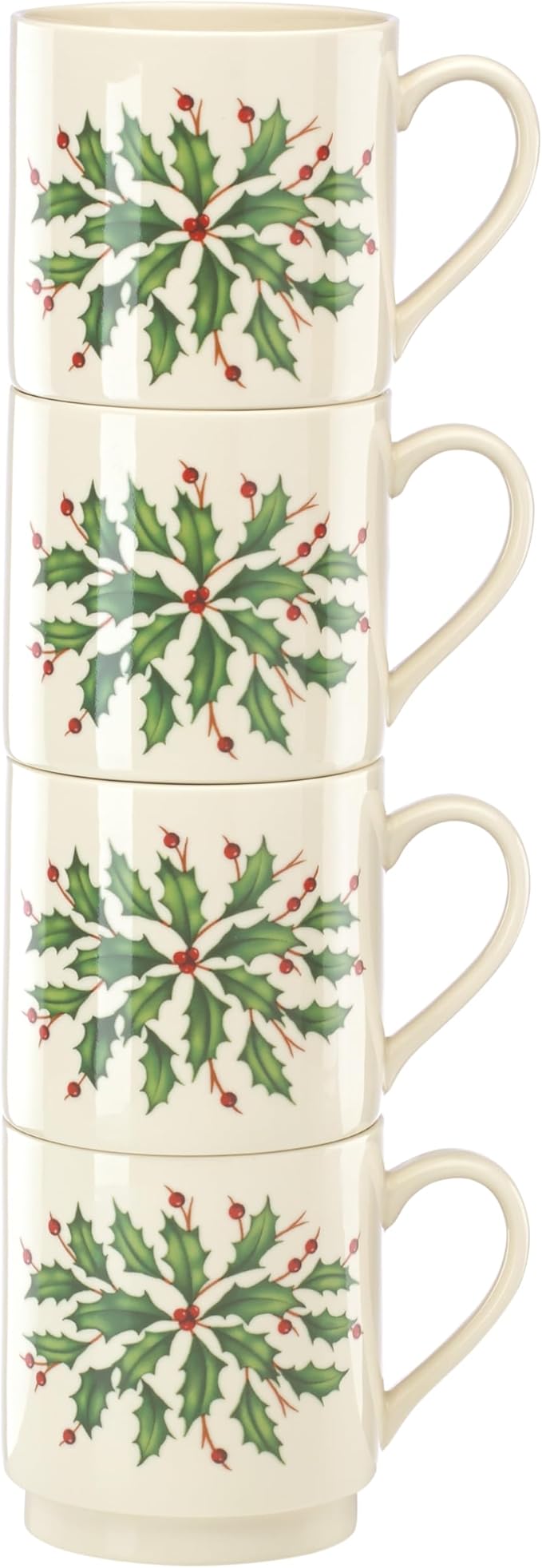 Lenox 853763 Holiday 4-Piece Stackable Mug Set, Christmas Dinnerware, Hosting