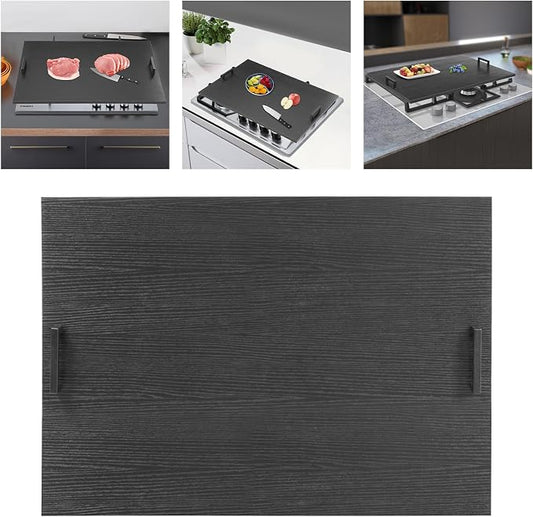 Noodle Board Stove Covers with Handles, 29 x 21In Durable Extra Thick Acacia Wood Counter Space Top Covers for Electric Stoves & Sink Rustic Decorative Tray for Kitchen