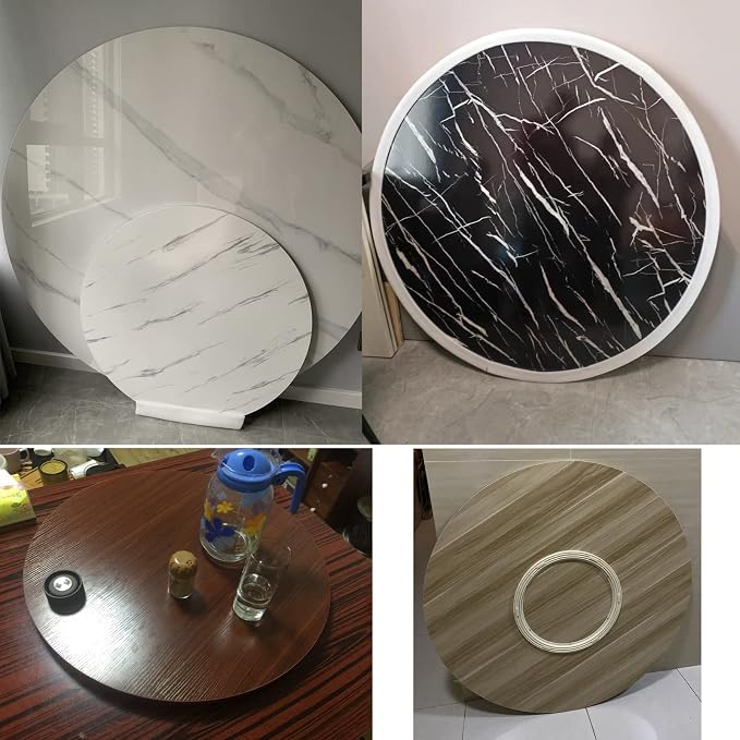 Large Wooden Turntable Round Dining Table Serving Plate - Ø50/60/70/80/90/100cm, 6 Colors Wooden Lazy Susan 360° Serving Tray For Rund Table, Good Touch, Easy To Clean (Color : White-A, Size : Ø60cm