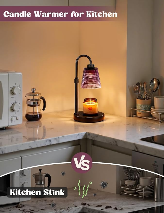 Innqoo Purple Candle Warmer Lamp with Timer, Dimmable Candle Warmer for Home Decor, Height Adjustable Candle Lamp for Jar Candles, Birthday Gifts for Women Mom, House Warming Gifts New Home