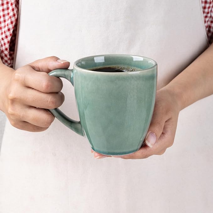 GBhome Ceramic Coffee Mugs Set of 6, 12oz Stoneware Coffee Mugs Set For Dad Mom Women MEN, Light Weight Coffee Cups for Latte/Tea/Beer/Hot Cocoa, Dishwasher & Microwave Safe