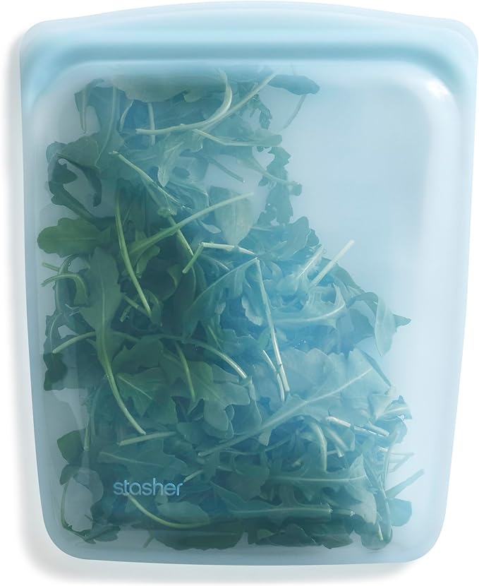 Stasher Silicone Reusable Storage Bag, Half Gallon Bag, Reusable Freezer Bag, Microwave, Dishwasher, Oven Safe, Sous Vide, Premium Lunch Container, Eco Friendly, Food Storage Bag, 64 oz, Tide Pool | Reusable Food Bag