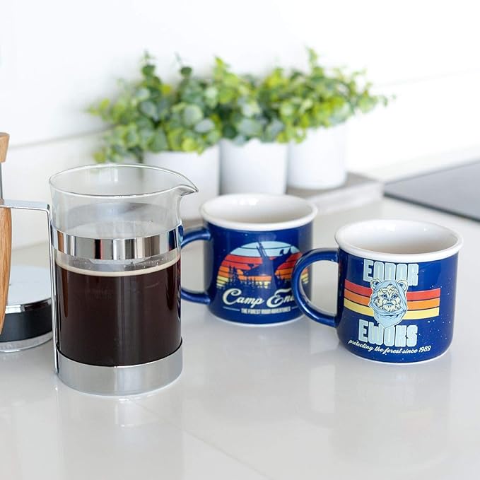 Star Wars Camp Endor Retro Style Mugs | Ewok Forest Camp of Endor Cups | Set of 2 Ceramic Mugs