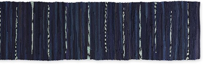 DII Handmade Chindi Tabletop, Reversible and Machine Washable, Table Runner, 14x72, Nautical Blue