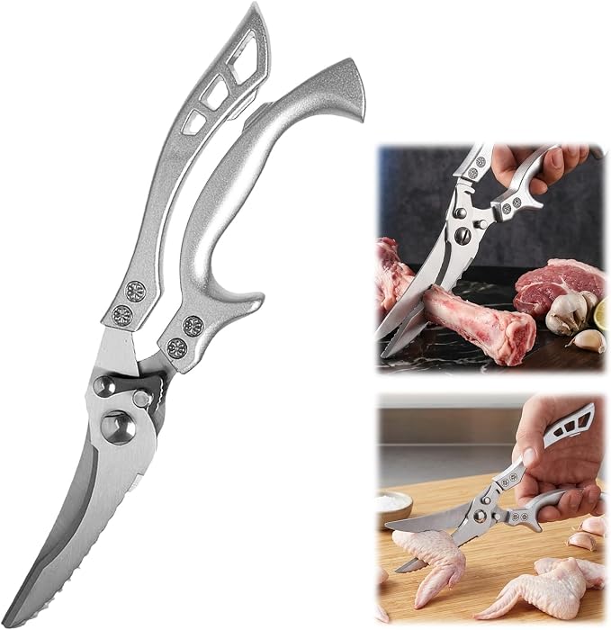 Heavy Duty Kitchen Scissors-Professional Meat Scissors for Chicken Bones，Duck Bones, Fish Bones, Meat, Vegetables, Seafood, Nuts, Packages, etc. (Premium)