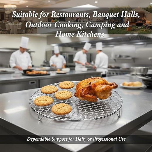 Cooling Rack 12in Round Stainless Steel Steam Rack with Legs Multi Use Oven Safe Grill Air Fryer Canning Baking Roasting for Cooking Kitchen Accessories