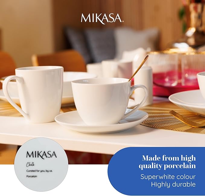 MIKASA Chalk 4pc Porcelain Mug Set, 380ml, Gift Boxed, White