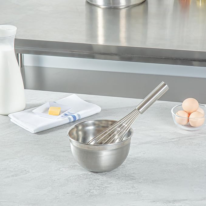 Restaurantware-Met Lux 12 x 2.5 x 2.5 Inch Baking Whisk, 1 French Whisk With Ergonomic Handle - Dishwashable, Won't Corrode, Stainless Steel , For Whipping, Baking, Or Cooking
