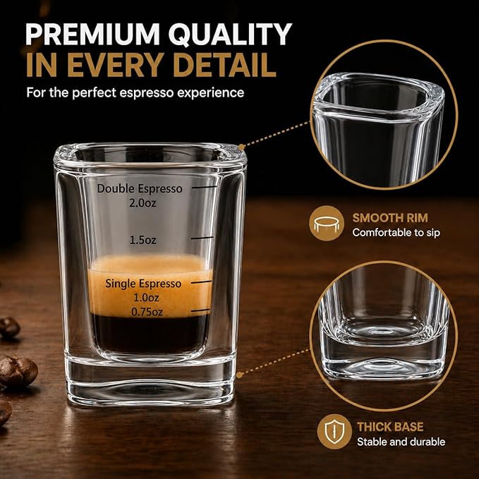 Ruckae Shot Glasses Measuring Cup Set 12 Pack Square Espresso Shot Glasses Liquid Heavy Glass -Incremental Measurement 2oz Shot Glass for Bars and Home Use