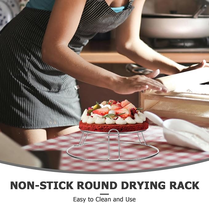 YARNOW Cake Cooling Rack 6/8 Inch Non-stick round Wire Baking Cooling Stand Stainless Steel Kitchen Baking Accessories and Dessert Drying