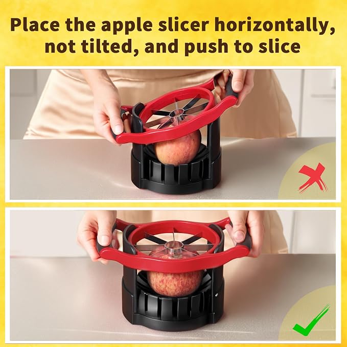 [Upgraded] Newness 5.12 Inch Large Apple Slicer and Corer, Cut 8 Slices All the Way Through, HEAVY DUTY Stainless Steel Apple Corer & Slicer for Fruits & Vegetables - Dishwasher Safe