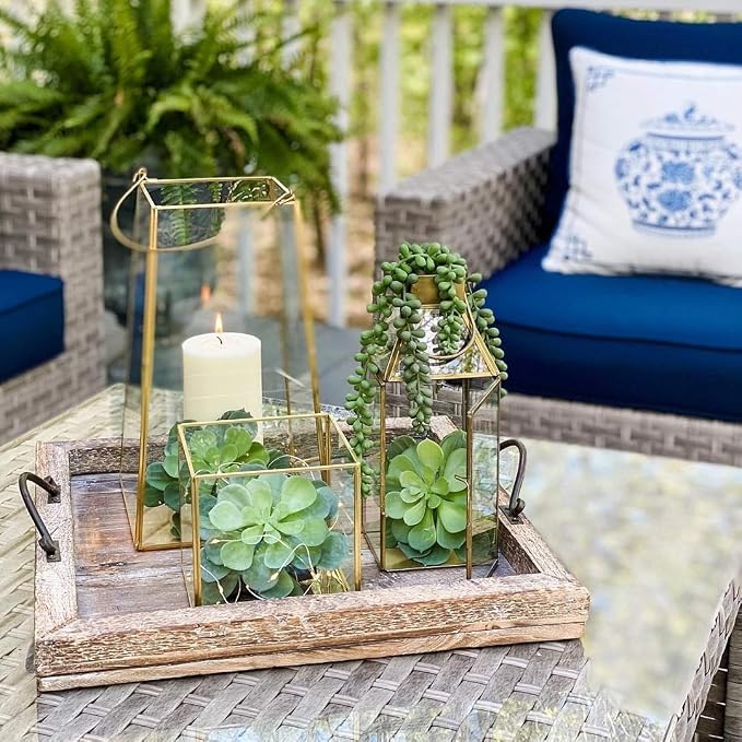 Serene Spaces Living Square Gold Lantern, Measures 5 inches Cube, Sold Individually