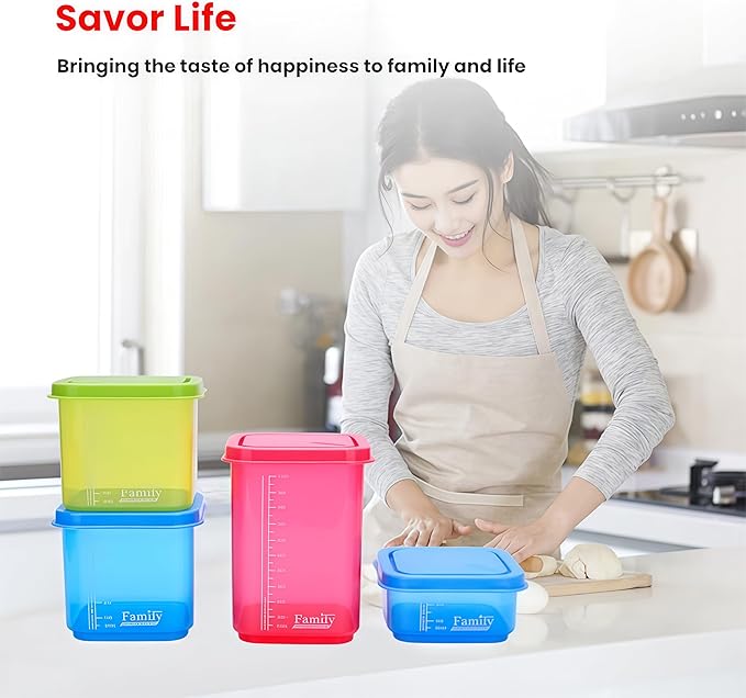 Airtight Food Storage Containers with Lids 4PCS Family Set, BPA-Free Food Grade Plastic Stackable Snack Fruit Containers,Leak-proof Kitchen Pantry Organizers for Sugar,Flour, Nuts, Dry Goods (Green)