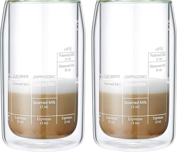 Ozeri Moderna Artisan Series Double Wall Barista Coffee Glass, 15 oz, Clear