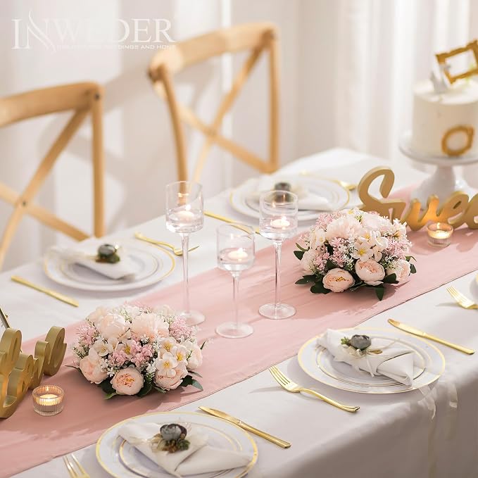 Flower Balls Centerpieces for Tables: 6 PCS Pink Flowers for Centerpieces Floral Arrangements Centerpiece for Wedding Party Celebration Home