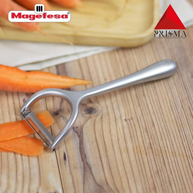 Magefesa Prisma 3-Piece Stainless Steel Kitchen Utensil Set – Includes Kitchen Scissors, Oscillating Peeler & Garlic Press – Premium 18/10 Stainless Steel, Dishwasher Safe