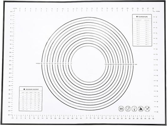 uxcell Silicone Baking Mat, 24 x 31 Inch Non Stick Pastry Mat Sheet, Counter Mat Reusable Oven Baking Mat for Pastry Rolling Dough with Measurements, Black