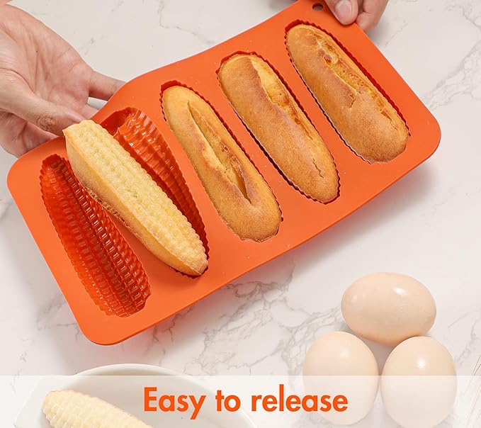 Webake Corn Stick Bread Pan Set of 2, Silicone Corn Cob Bread Molds for Baking Corn Dog Pan Cornbread Southern Corn Sticks
