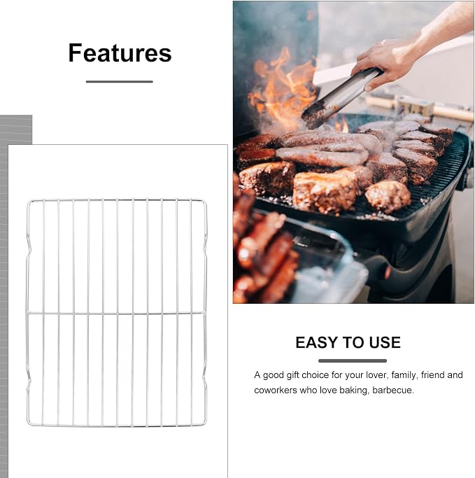 KALLORY Stainless Steel Non-stick Cooling Rack and Roasting Rack Portable Baking Grid for Outdoor Grilling and Kitchen Oil Straining Use