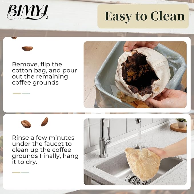 Reusable Cold Brew Bags & Cold Brew Coffee Bags Reusable | 12.8 * 12.8 Inch Large 100% Natural Organic Cotton Cold Brew Filter Bags 2-Pack + 2 Bonus 304 Silver Spoons