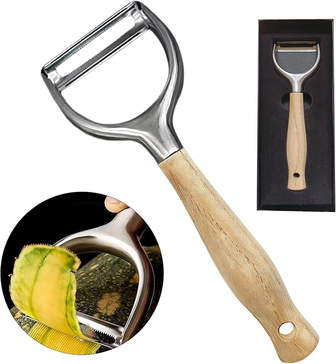 Vegetable Peelers For Kitchen,Stainless Steel Potato Peelers,Swivel Fruit Peeler Featuring Sharp And Durable Blades,Can Be Quickly Peeled,Ergonomic Solid Wood Anti Slip Handle