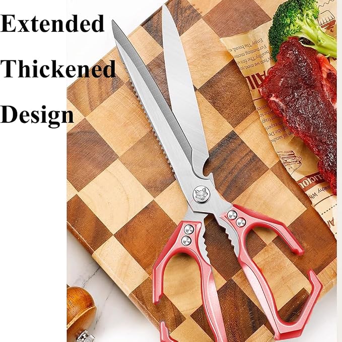 Extended Blade All Purpose Heavy Duty Kitchen Shears for Cooking BBQ, Ergonomi Roast Food Cutting Scissors Dishwasher Safe