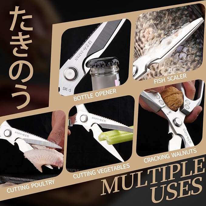 Kitchen Scissors Set, All Purpose Kitchen Shears for Food, Japanese Heavy Duty Poultry Shear Dishwasher Safe Food Scissor, Meat Cutting Scissors Chicken Shears, Gifts for Men Women
