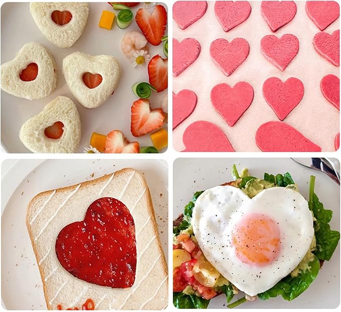 5-Piece Heart Cookie Cutter Set | Stainless Steel Baking Tools for Biscuit, Donut, Pastry & Fondant | Valentine's Day Baking Kit with Cookie Mold for Family Cooking & Kids Crafts (Heart Shape)