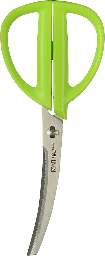 Kai Corporation DH2052 Kai House Select Kitchen Scissors, Disassembly, Curved with Case, Green