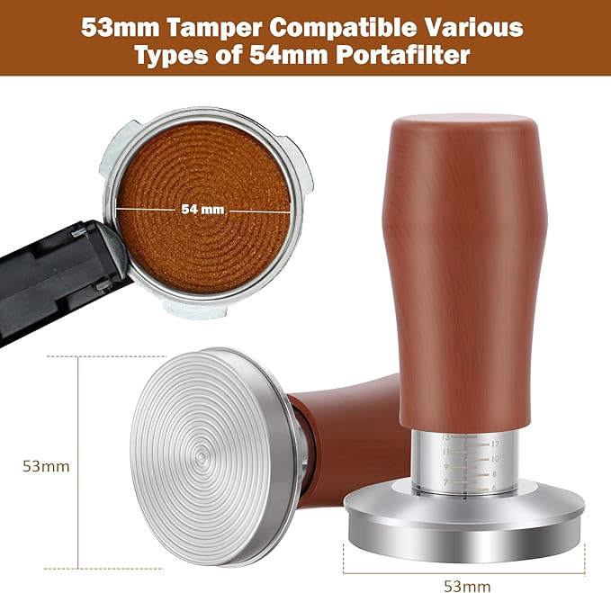 Aoresac 51mm Coffee Tamper, Spring-Loaded Tamper Tool with 15/25/30lb Springs, Stainless Steel Threaded Base Tamper Barista Tools with Scale Mark, Fit for DeLonghi 51mm