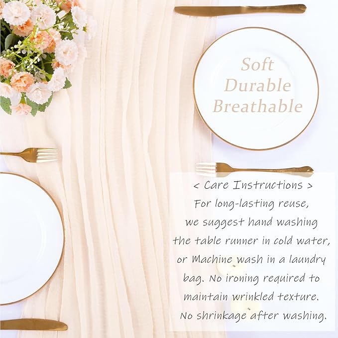 13ft Light Beige Cheesecloth Table Runner Boho Gauze Runner for Baby Shower 35x157 Inches Cheese Cloth Table Runner for Wedding Bridal Party Home Decorations